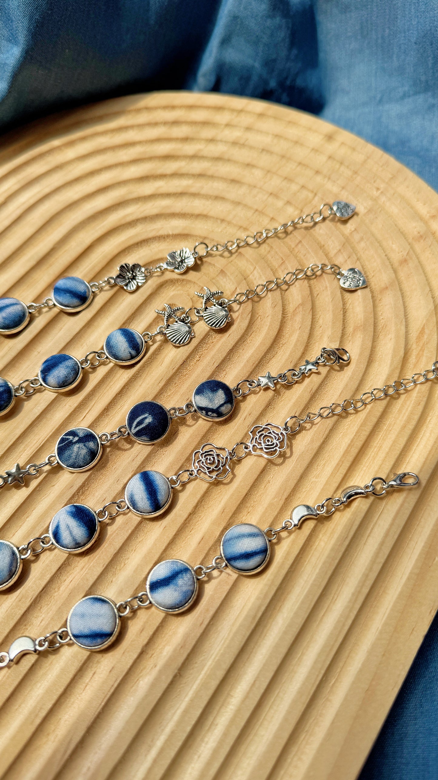 Indigo Fabric Bracelet - Lian