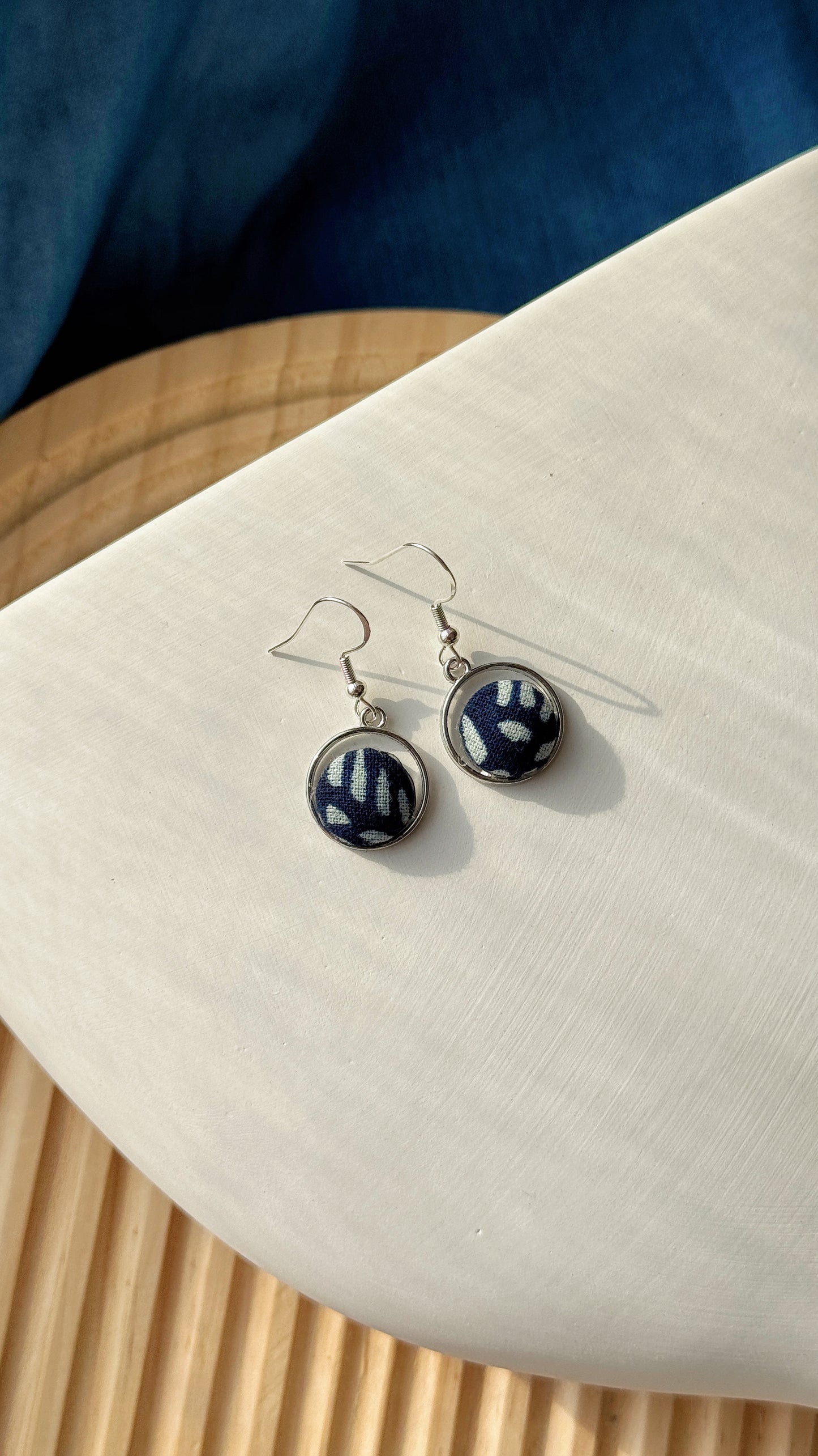 Indigo Fabric Earrings - Wen