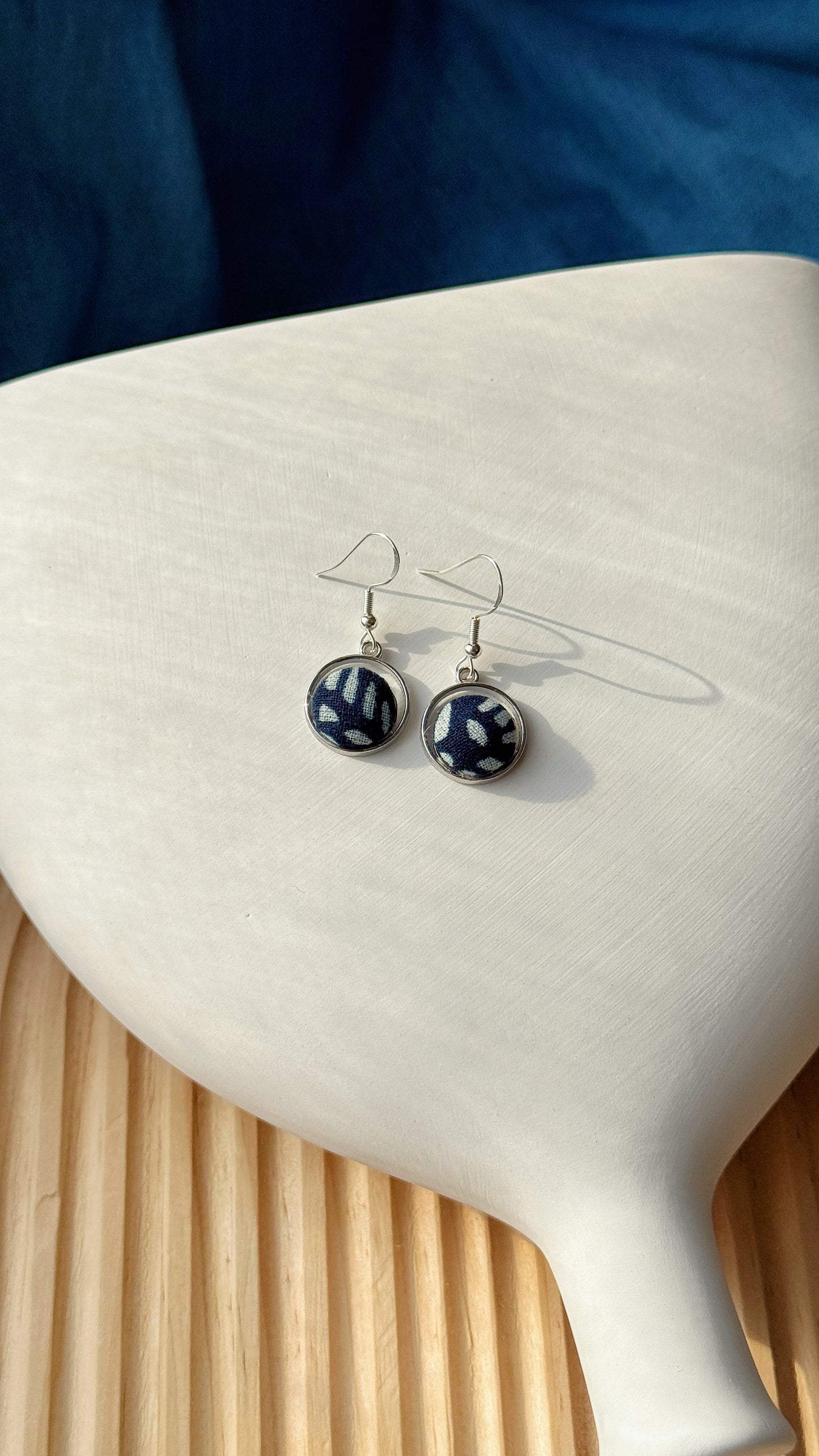 Indigo Fabric Earrings - Wen