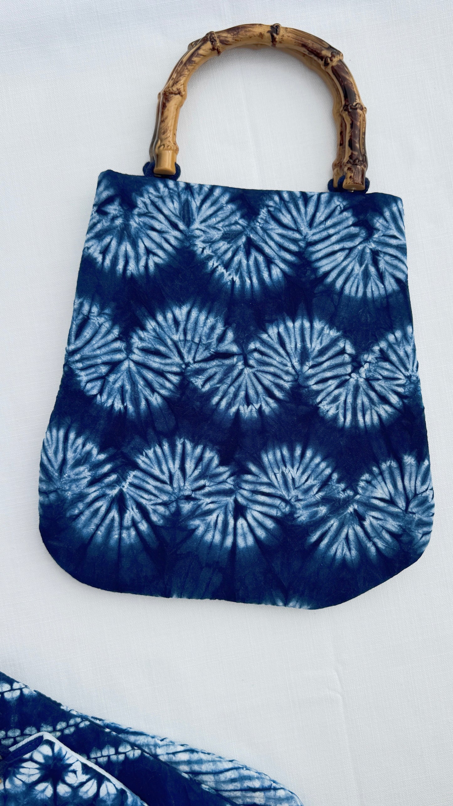 Indigo Bamboo Handle Tote