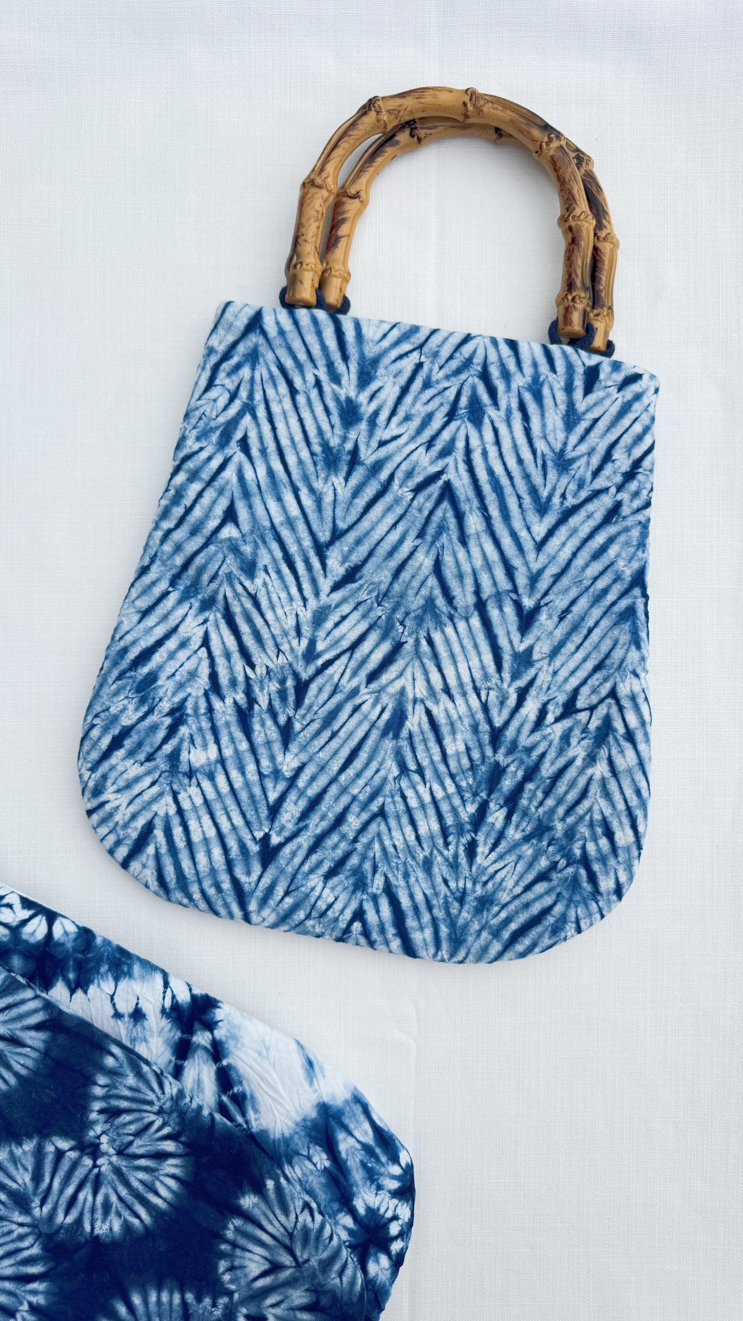 Indigo Bamboo Handle Tote