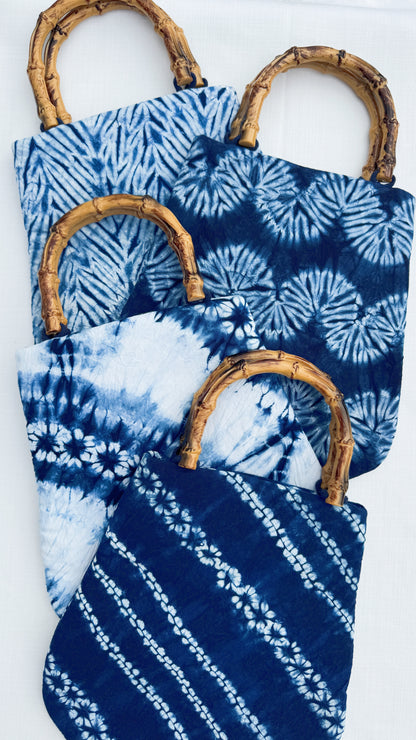 Indigo Bamboo Handle Tote