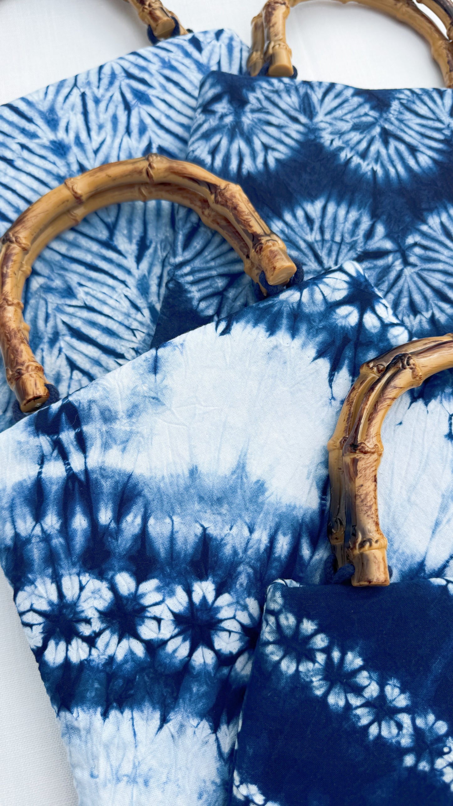 Indigo Bamboo Handle Tote