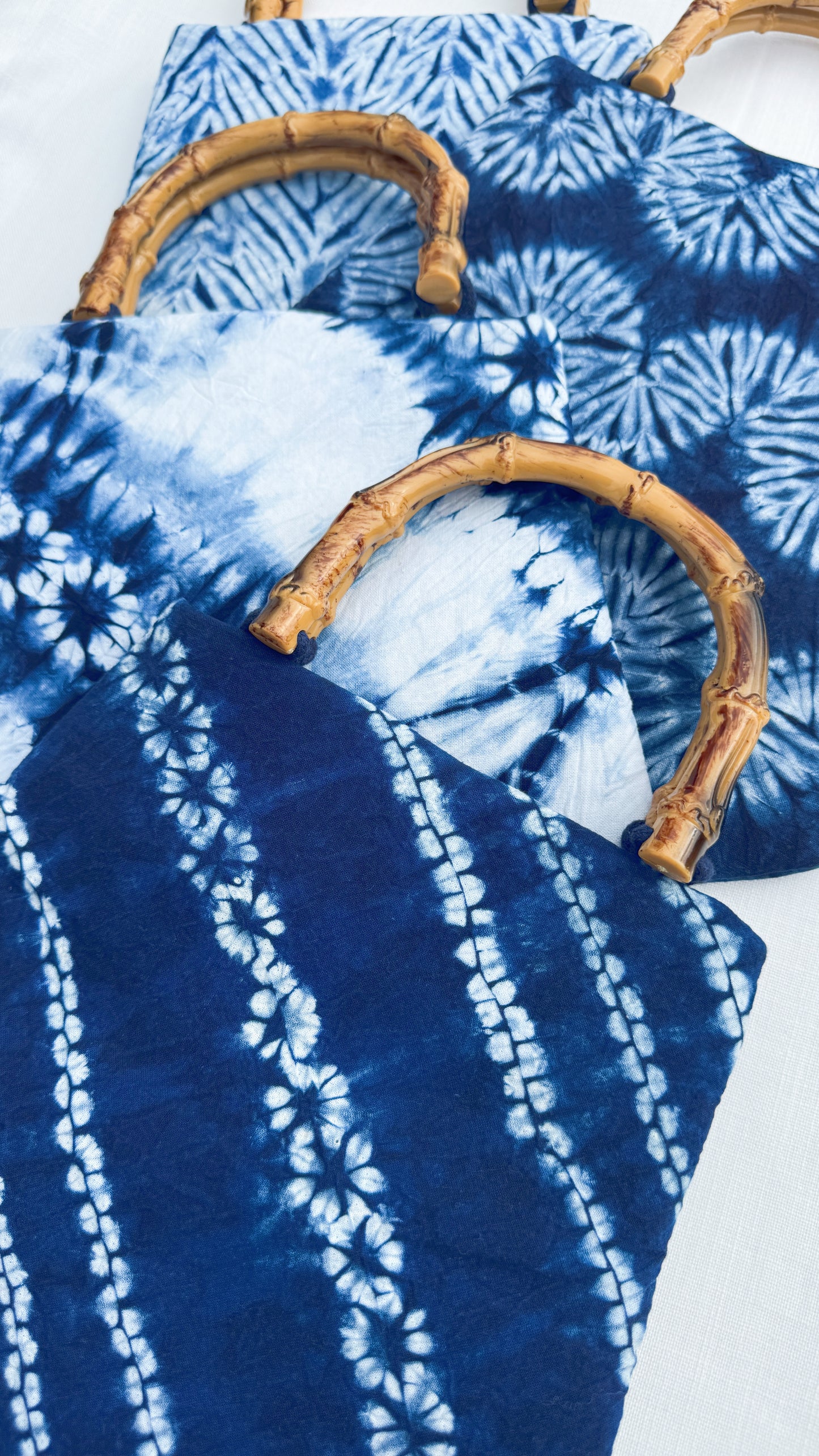 Indigo Bamboo Handle Tote