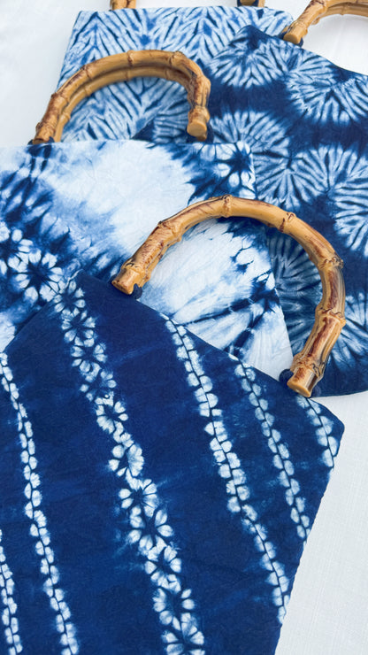 Indigo Bamboo Handle Tote