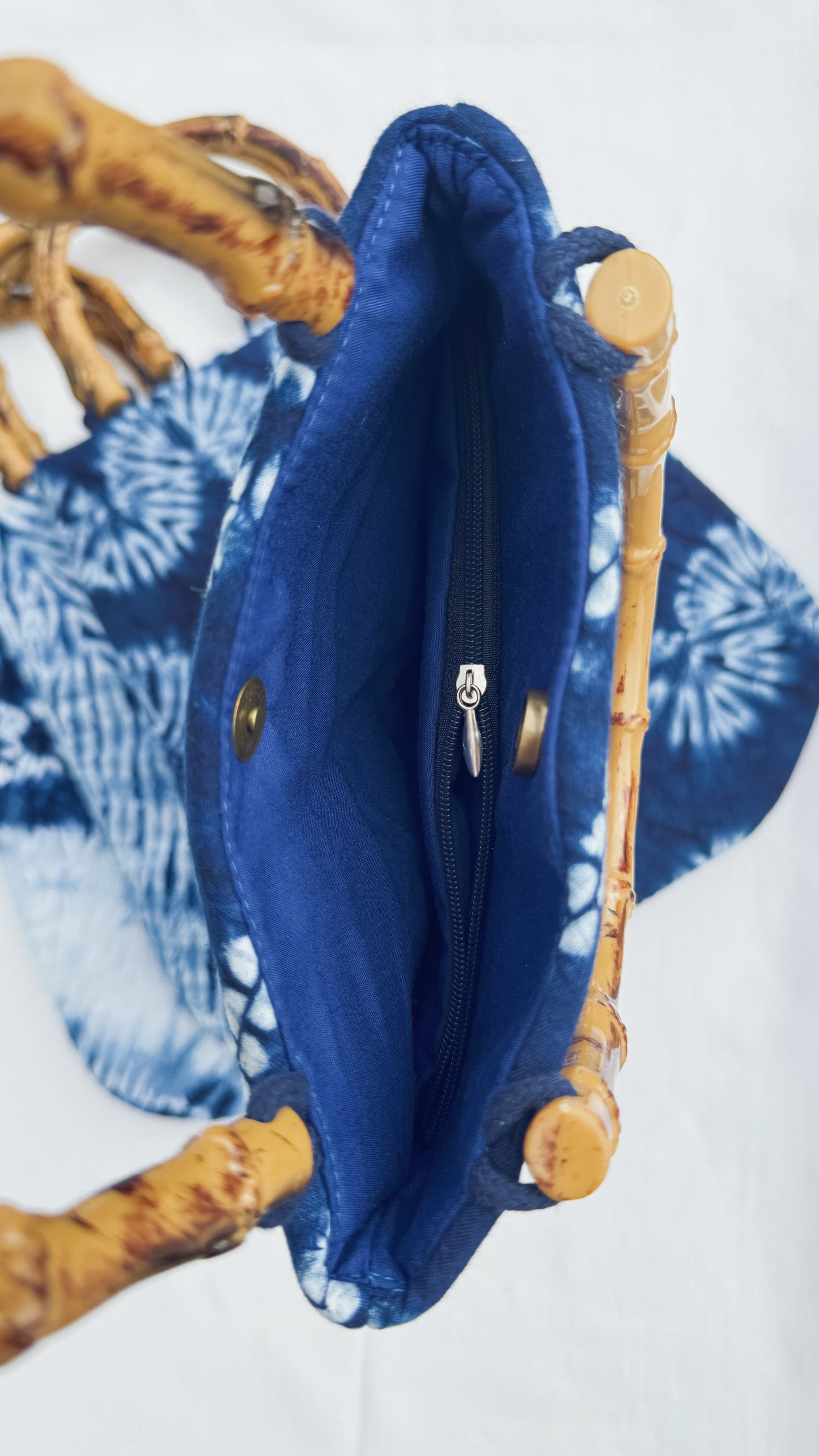 Indigo Bamboo Handle Tote