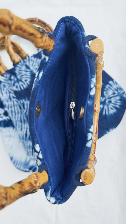 Indigo Bamboo Handle Tote