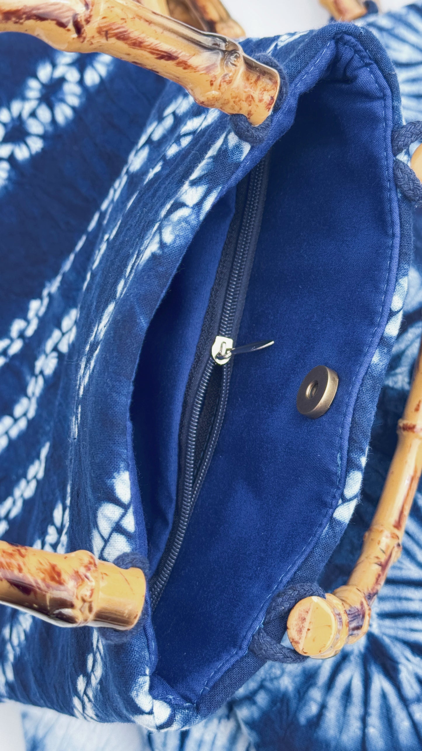 Indigo Bamboo Handle Tote