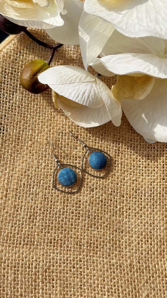 Indigo Fabric Earrings - Frame