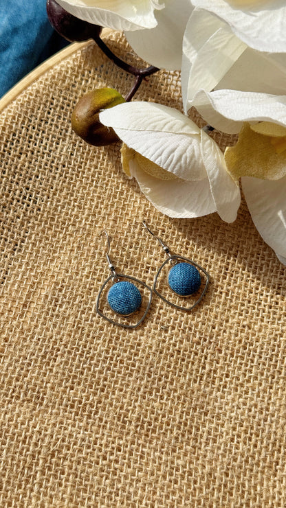 Indigo Fabric Earrings - Frame
