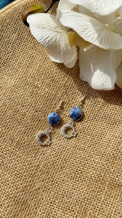Indigo Fabric Earrings - Celestial
