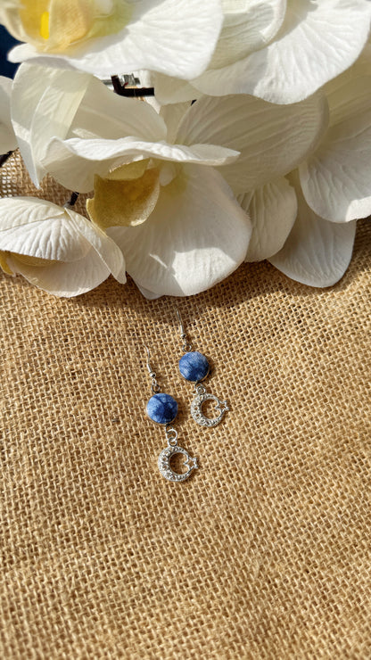 Indigo Fabric Earrings - Celestial