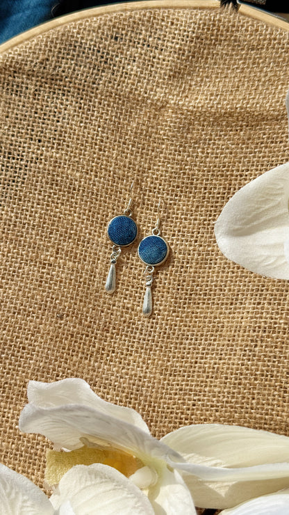 Indigo Fabric Earrings - Luo