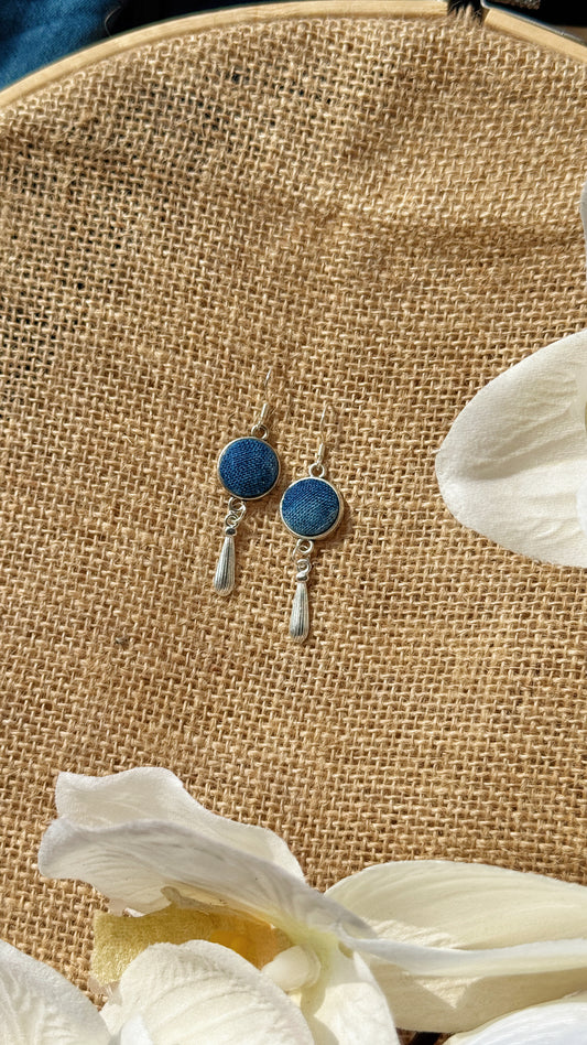 Indigo Fabric Earrings - Luo