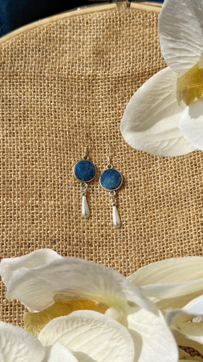 Indigo Fabric Earrings - Luo