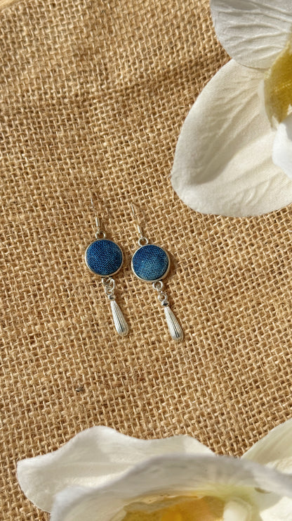 Indigo Fabric Earrings - Luo