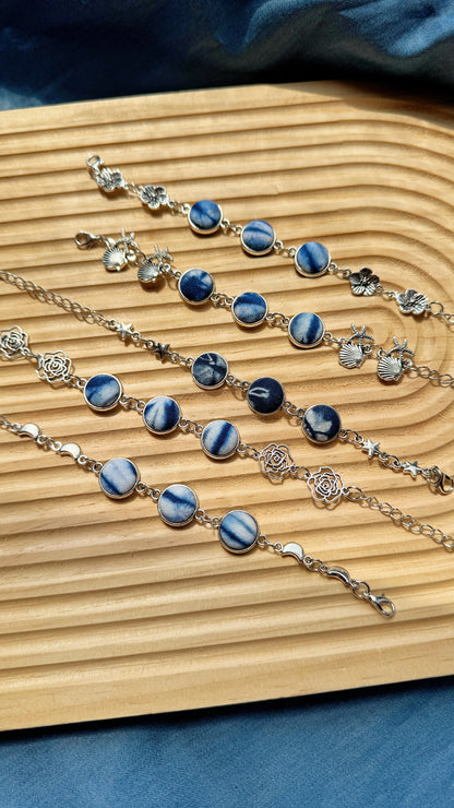 Indigo Fabric Bracelet - Lian