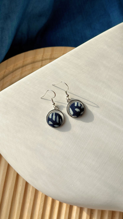 Indigo Fabric Earrings - Wen