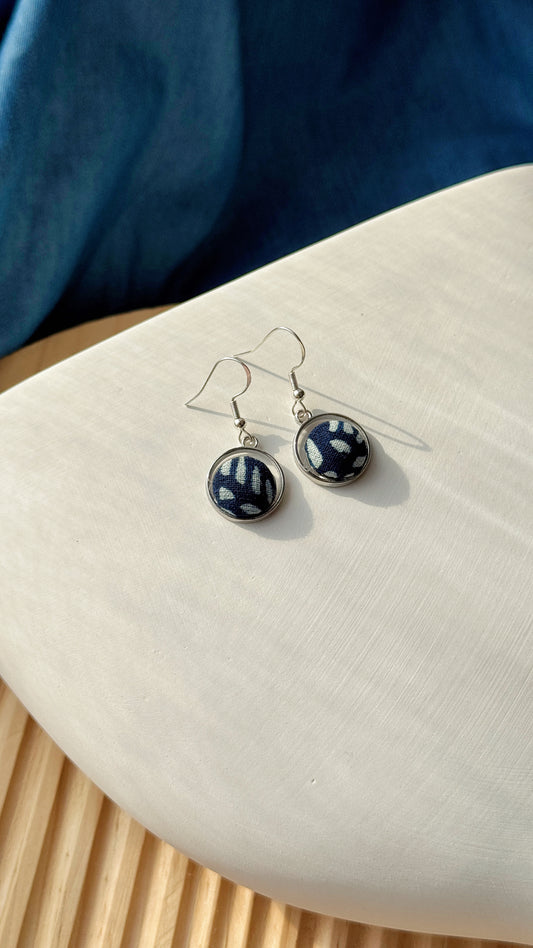 Indigo Fabric Earrings - Wen