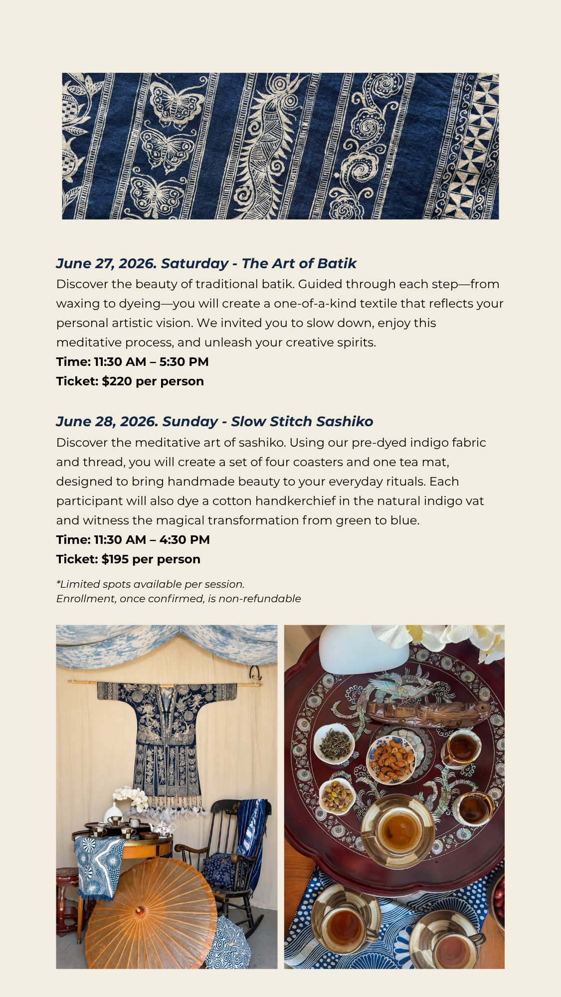 Indigo Dye Workshops